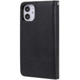 Voor iPhone 12 2 in 1 Solid Color Afneembare PU Lederen case met kaartslots & magnetische houder & fotolijst & portemonnee & riem(zwart)