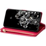 Voor Samsung Galaxy A40 Multi-card Slots Starry Sky Laser Carving Glitter Zipper Horizontale Flip Lederen Case met Holder & Wallet & Lanyard(Rose Red)