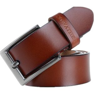 COWATHER XF002 mannen echt leder luxe Business Casual PIN gesp riem  riem lengte: 105cm (XF002 Brown)