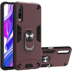 Voor Huawei Y9s / Honor 9 2 in 1 Armour Series PC + TPU beschermhoes met ringhouder (Wijn rood)