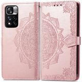 Mandala Flower Relif Flip Lederen Telefoon Case voor Xiaomi Redmi Note 11 PRO / 11 PRO + (ROSE GOUD)