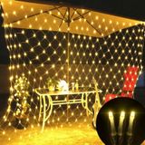 4x6m 672 LED's waterdichte visnet lichten gordijn string lichten fee bruiloft partij vakantie decoratie lampen 220v  EU plug (warm wit licht)