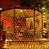 4x6m 672 LED's waterdichte visnet lichten gordijn string lichten fee bruiloft partij vakantie decoratie lampen 220v  EU plug (warm wit licht)