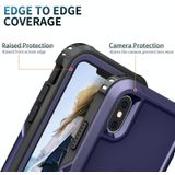 3 in 1 PC + TPU Phone Case with Ring Holder For iPhone XS Max(Navy Blue)
