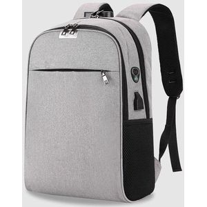 Laptop rugzak school tassen anti-diefstal reis rugzak met USB-Oplaadpoort (grijs)