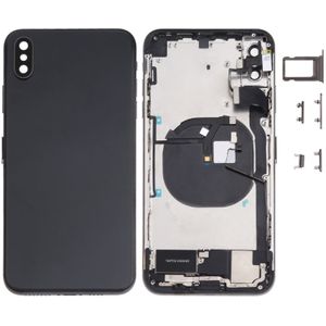 Battery Back Cover Assembly (met Side Keys & Loud Speaker & Motor & Camera Lens & Card Tray & Power Button + Volume Button + Oplaadpoort + Signal Flex Cable & Wireless Charging Module) voor iPhone XS Max(Zwart)