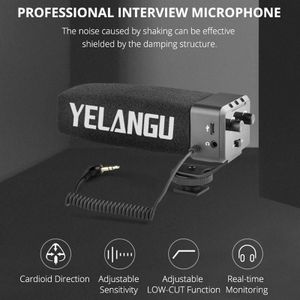 Yelang Mic09 Shotgun Gain Condensor Broadcast Microfoon met Windscherm voor Canon / Nikon / Sony DSLR-camera's  smartphones