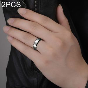 2 stks ring mannen Titanium zwart  ring maat: 12 (zilver)