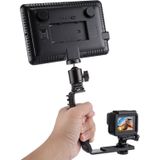 PULUZ L-vormige beugel Handheld Grip houder met Dual Side Hot Shoe Mounts voor Video licht Flash DSLR Camera