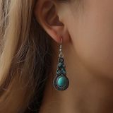 Tibetaanse Zilveren hanger oorbellen natuurlijke steen Drop zilver hanger oorbellen voor vrouwen  metaal kleur: Water