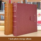 5R 7 inch 200 vel PU lederen fotoalbum Interstitial Fotoalbum Briefkaart Storage (Jujube Red)