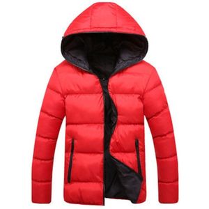 Stijlvolle slanke mannen Hooded katoen jas  maat: XL (rood + zwart)