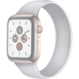 Voor Apple Watch Series 6 & SE & 5 & 4 44mm / 3 & 2 & 1 42mm Solid Color Elastic Siliconen Vervangende Polsbandje  Maat:S 130mm(Wit)