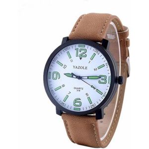 319 YAZOLE mannen mode lichtgevende Business leder Band Quartz Wrist Watch(White)