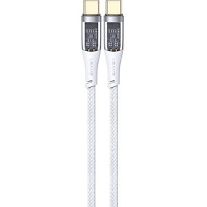 USAMS US-SJ574 Type-C / USB-C naar Type-C / USB-C PD 100W aluminium legering transparante laadcata-kabel  lengte: 1 2 m