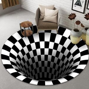 3D Illusion Stereo Vision Carpet Living Room Floor Mat  Size: 80x80cm(Round Vision 4)