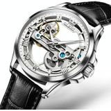 OLEVS 6661 herenmode lichtgevend waterdicht mechanisch horloge (wit + zilver)