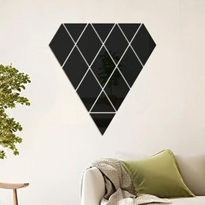 14 stks/set Acryl Diamant Spiegel Stereo Muurstickers Home Achtergrond Wanddecoratie (Zwart)