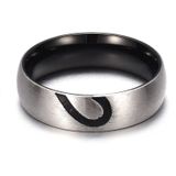 Mode Rhinestone liefde hart Splice paren ring fijne Titanium stalen ring voor mannen en vrouwen (zilver zonder diamant  US maat: 8)