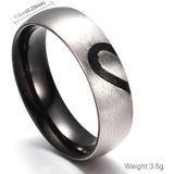 Mode Rhinestone liefde hart Splice paren ring fijne Titanium stalen ring voor mannen en vrouwen (zilver zonder diamant  US maat: 8)