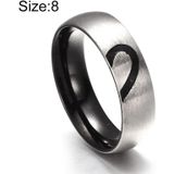 Mode Rhinestone liefde hart Splice paren ring fijne Titanium stalen ring voor mannen en vrouwen (zilver zonder diamant  US maat: 8)