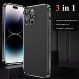 For iPhone 14 Pro 3 in 1 Ultra-thin Metal Frame + Lens + Film Phone Protection Set(Black)