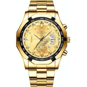 FNGEEN S001 Heren Waterdicht Horloge niet-mechanisch kalenderhorloge (Full Gold Gold Surface)