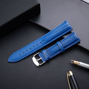 Hagedis textuur lederen riem vervanging horlogeband  grootte: 20mm (blauw)
