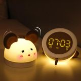Cute Mouse Silicon Night Light met elektronische wekker functie nachtkastje Slaapbureau Lamp Learning Clock