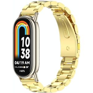 Voor Xiaomi Mi Band 8 Mijobs drie kralen roestvrijstalen horlogeband (goud + licht goud)