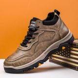 Heren outdoor wandelen casual leren schoenen verdikte antislip waterdichte sneakers  maat: 41 (zwart met katoen)