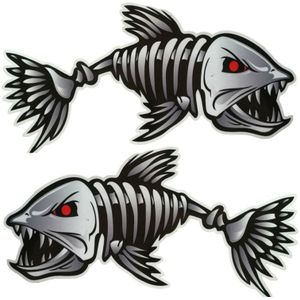 10 stuks horror skelet Shark Hengelsport Daren cover Scratch reflecterende waterdichte persoonlijkheid lichaam sticker 15 * 6cm