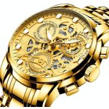 FNGEEN 4088 mannen holle kwarts horloge student waterdichte lichtgevende horloge (volledig goud gouden oppervlak)