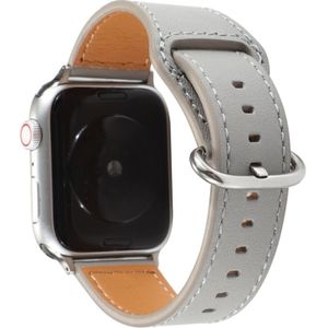 Voor Apple Watch Series 5 & 4 44mm / 3 & 2 & 1 42mm Effen kleur Originele lederen horlogeband(Grijs)