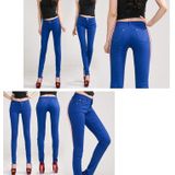 Mid-waist stretch snoepkleurige strakke broek look-sliming jeans  maat: 27