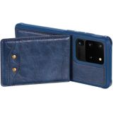 Voor Galaxy S20 Ultra Vertical Flip Shockproof Leather Protective Case met Short Rope  Support Card Slots & Bracket & Photo Holder & Wallet Function(Blue)