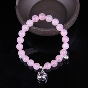 Fashion Jewelry accessoire granaat kralen armband (roze Crystal & kat)