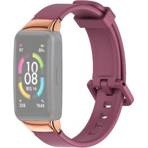 Voor Huawei Band 6 / Honor Band 6 Mijobs Universele Ademend Siliconen Vervanging Riem Horlogeband (Rose Red)