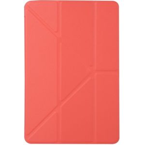 Honingraat TPU bodem geval horizontale vervorming Flip lederen case voor iPad mini 2019  met houder (rood)