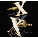 1 paar gouden letters A-Z naam Manchetknopen mannen Frans shirt Manchetknopen (X)