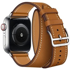 Voor Apple Watch 3/2/1 generatie 38mm universele lederen dubbele-lus strap (bruin)