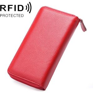 902 antimagnetische RFID Litchi textuur vrouwen grote capaciteit hand portemonnee portemonnee telefoon tas met kaartsleuven (watermeloen rood)