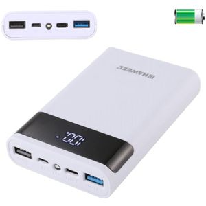 HAWEEL DIY 4x 18650 Batterij (niet inbegrepen) 12000mAh Dual-way QC Charger Power Bank Shell Box met 2x USB-uitgang & Display  Ondersteuning QC 2.0 / QC 3.0 / FCP / SFCP / AFC / MTK / BC 1.2 / PD (Wit)