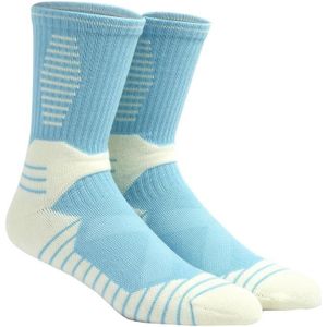 Volwassen basketbal sokken mannen dikke badstof sport sokken (blauw en wit)