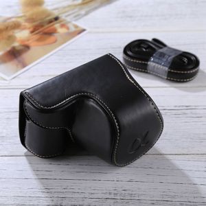 Full Body Camera PU lederen Case tas met riem voor Sony A5100 / A5000 / NEX-3N (16-50mm/40 5 mm Lens)(Black)