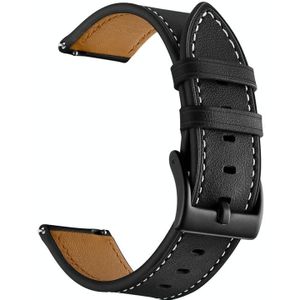 Voor Amazfit GTR 3 / GTR 3 Pro First Layer Leather Car Line Solid Color Watch Strap (Black)