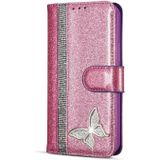 Glitter poeder vlinder lederen telefoonhoesje voor iPhone 12 Mini