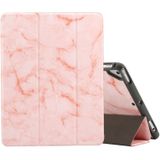 Marmeren textuur patroon horizontale flip case voor iPad 9 7 (2018)  met drie-vouwen houder & pen sleuven (roze)