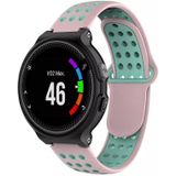 Voor Garmin Forerunner 230 tweekleurige geperforeerde ademende siliconen horlogeband (roze + groenblauw)