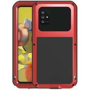 Voor Samsung Galaxy A51 5G LOVE MEI Metaal schokbestendige waterdichte stofdichte beschermhoes met glas(rood)
